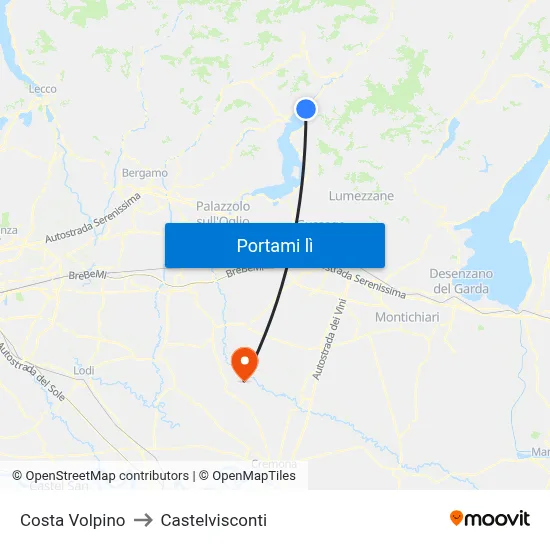 Costa Volpino to Castelvisconti map