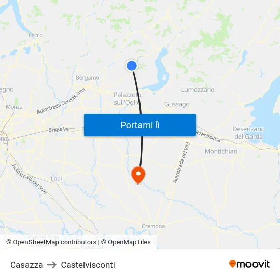 Casazza to Castelvisconti map