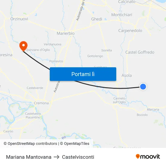 Mariana Mantovana to Castelvisconti map
