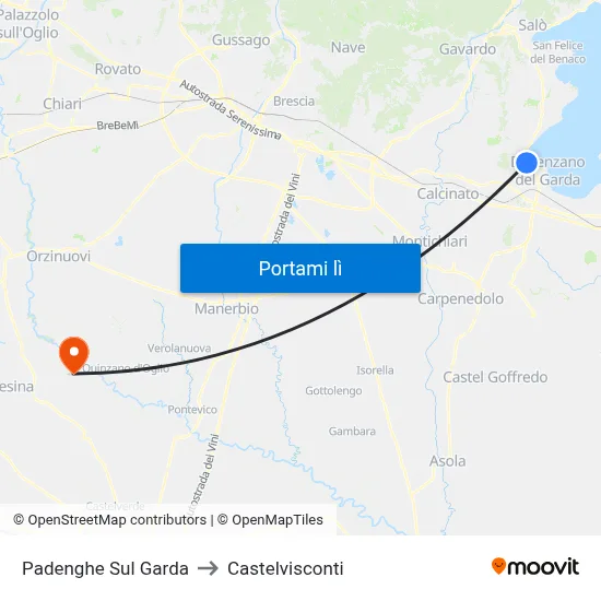 Padenghe Sul Garda to Castelvisconti map