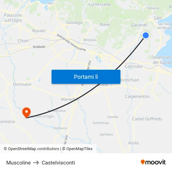 Muscoline to Castelvisconti map