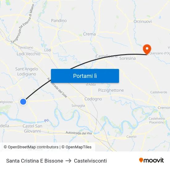 Santa Cristina E Bissone to Castelvisconti map