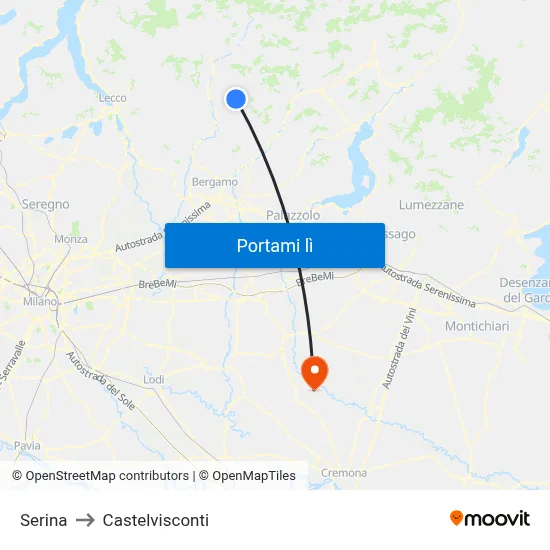 Serina to Castelvisconti map
