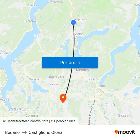 Bedano to Castiglione Olona map
