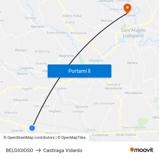 BELGIOIOSO to Castiraga Vidardo map