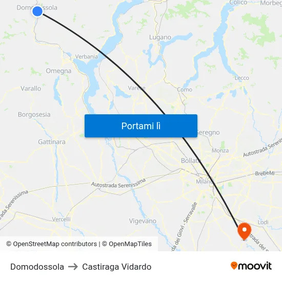 Domodossola to Castiraga Vidardo map