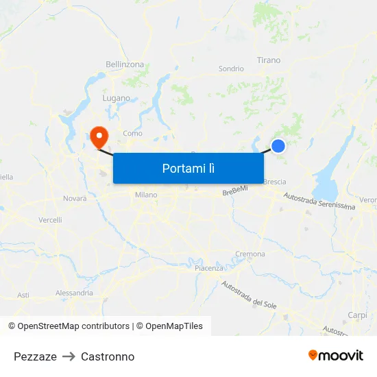 Pezzaze to Castronno map