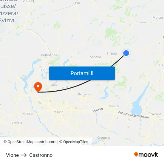 Vione to Castronno map