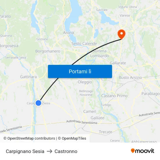 Carpignano Sesia to Castronno map