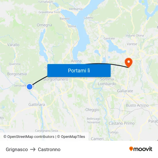 Grignasco to Castronno map