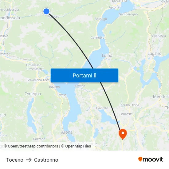 Toceno to Castronno map