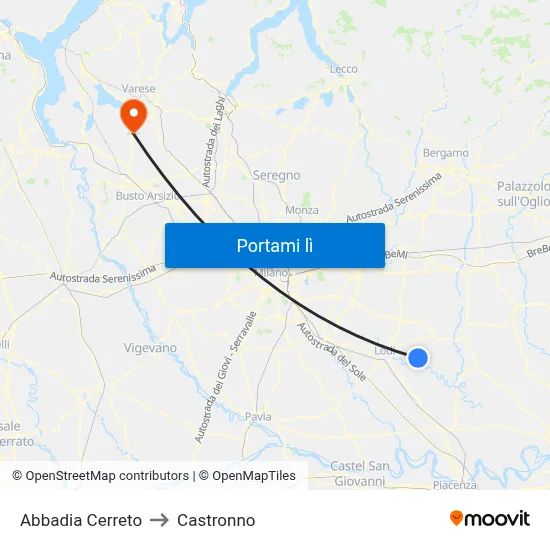 Abbadia Cerreto to Castronno map