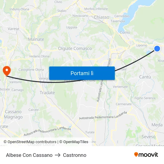 Albese Con Cassano to Castronno map
