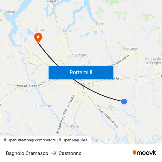 Bagnolo Cremasco to Castronno map