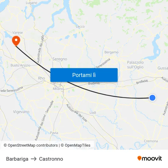 Barbariga to Castronno map