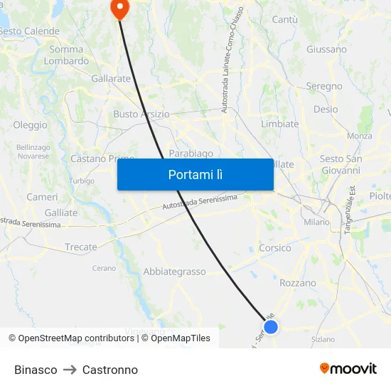Binasco to Castronno map