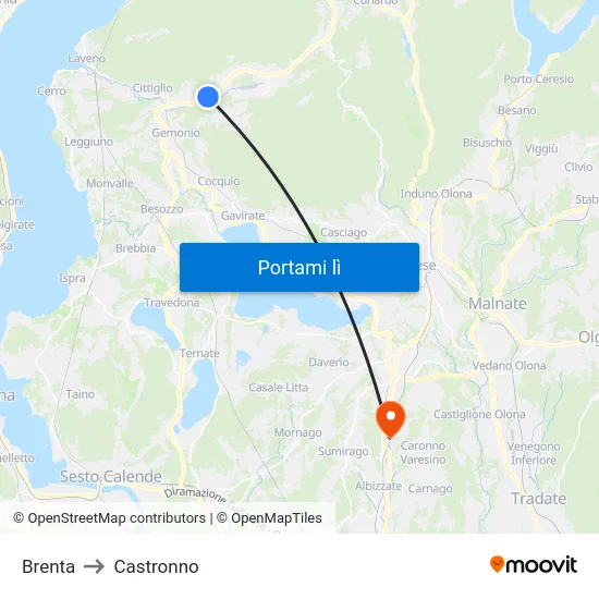 Brenta to Castronno map