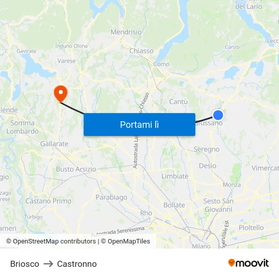 Briosco to Castronno map