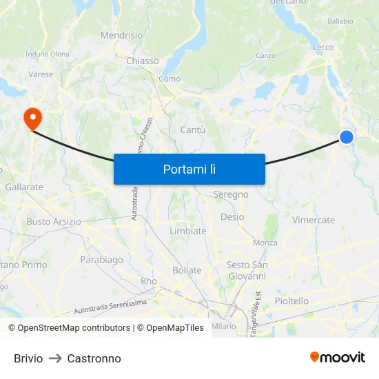 Brivio to Castronno map