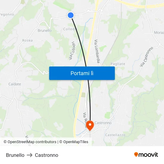 Brunello to Castronno map