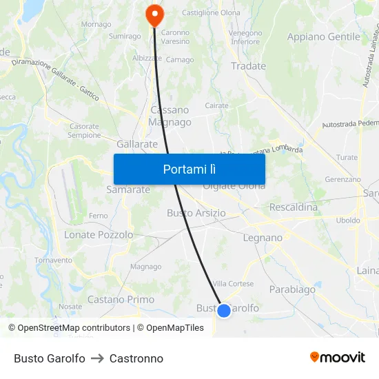 Busto Garolfo to Castronno map