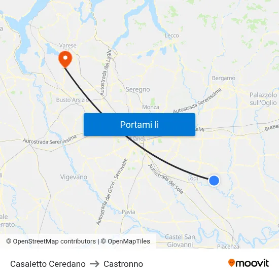 Casaletto Ceredano to Castronno map