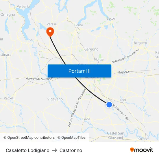 Casaletto Lodigiano to Castronno map