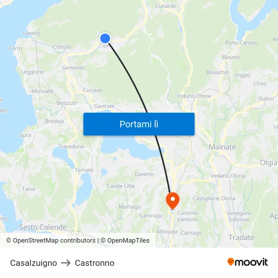 Casalzuigno to Castronno map