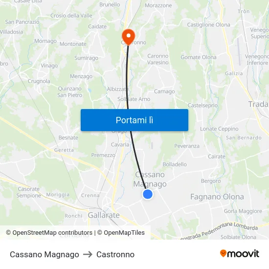 Cassano Magnago to Castronno map