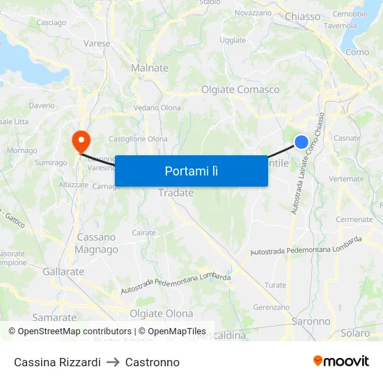 Cassina Rizzardi to Castronno map