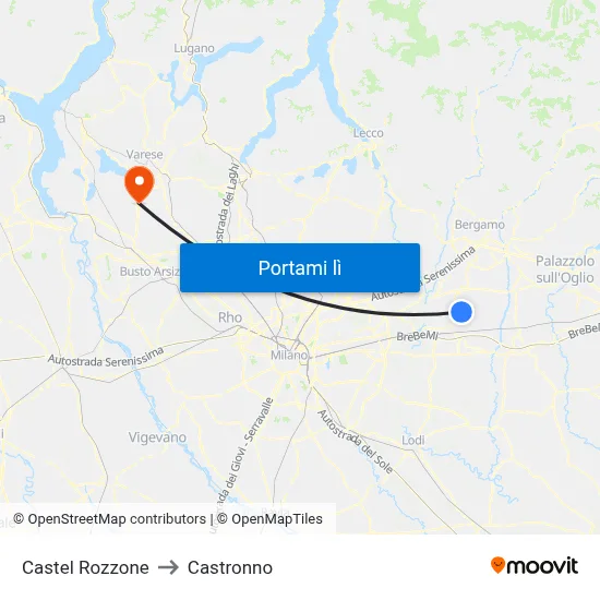 Castel Rozzone to Castronno map
