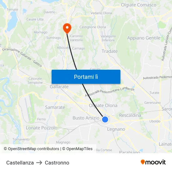 Castellanza to Castronno map