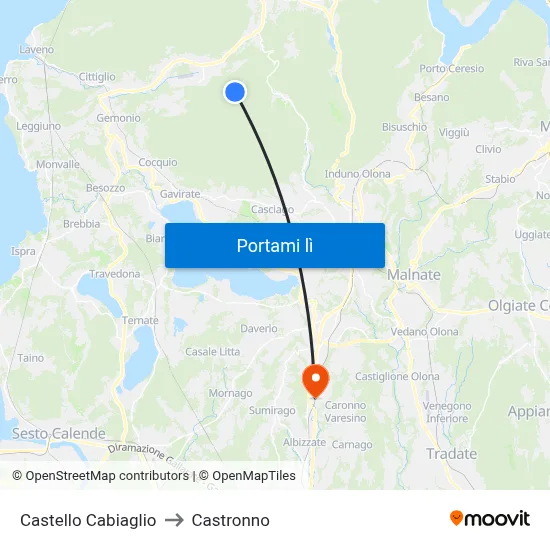 Castello Cabiaglio to Castronno map
