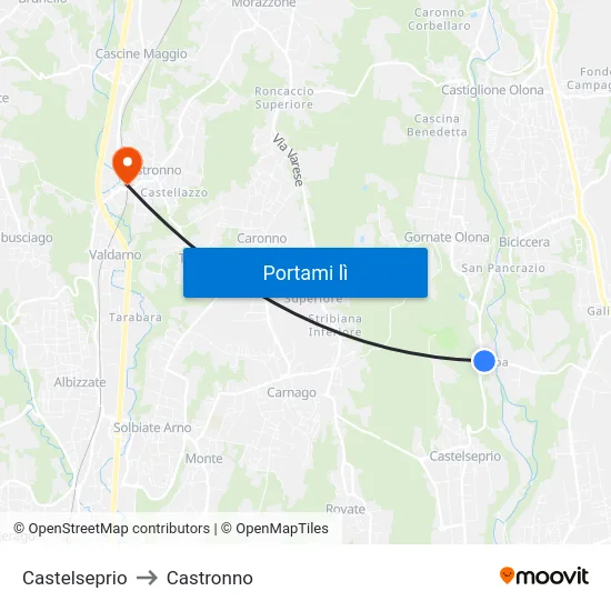 Castelseprio to Castronno map