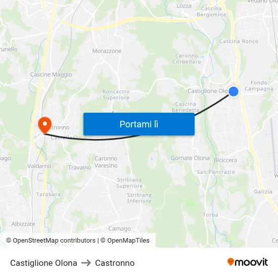 Castiglione Olona to Castronno map
