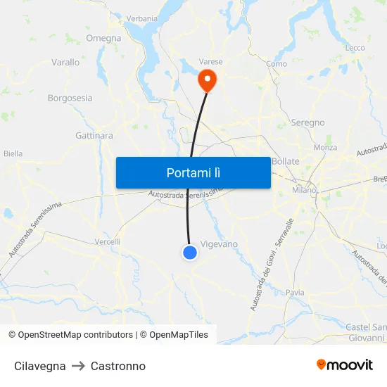 Cilavegna to Castronno map