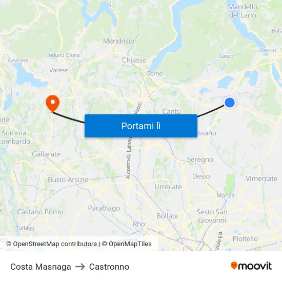 Costa Masnaga to Castronno map