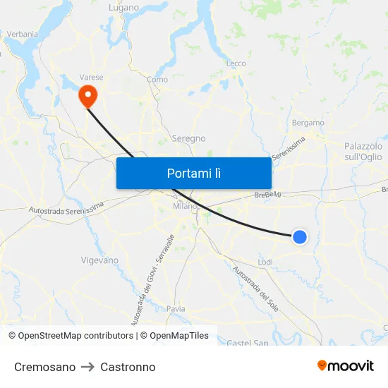 Cremosano to Castronno map