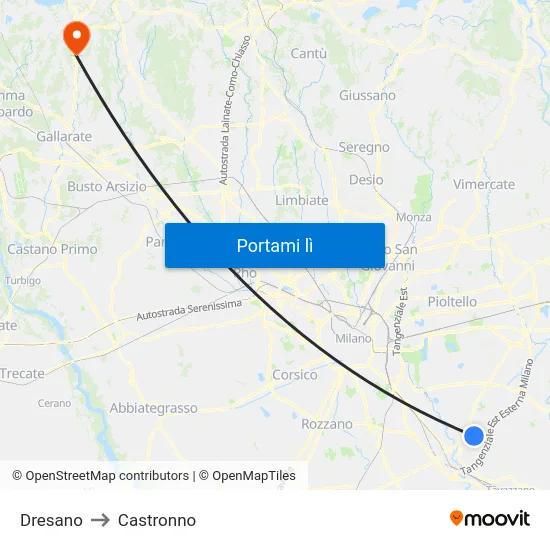 Dresano to Castronno map