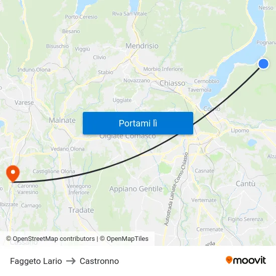 Faggeto Lario to Castronno map