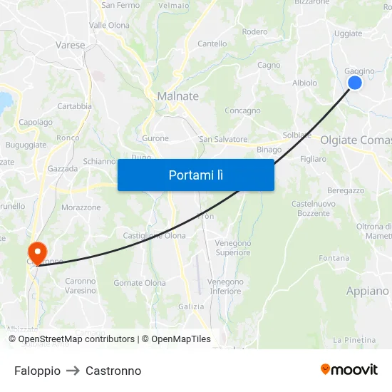 Faloppio to Castronno map