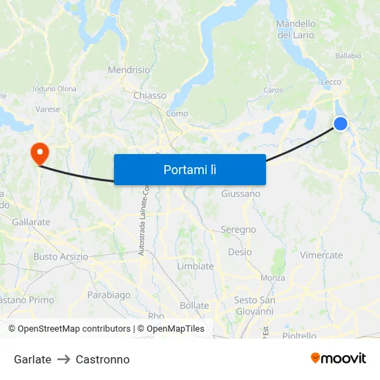 Garlate to Castronno map