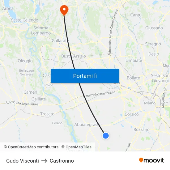 Gudo Visconti to Castronno map