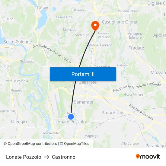 Lonate Pozzolo to Castronno map