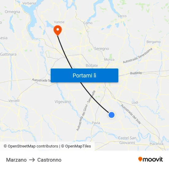 Marzano to Castronno map
