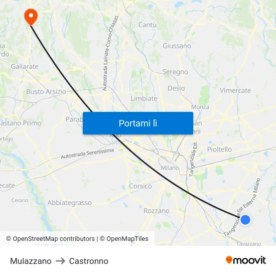 Mulazzano to Castronno map