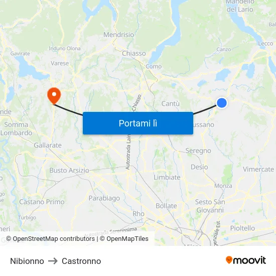 Nibionno to Castronno map