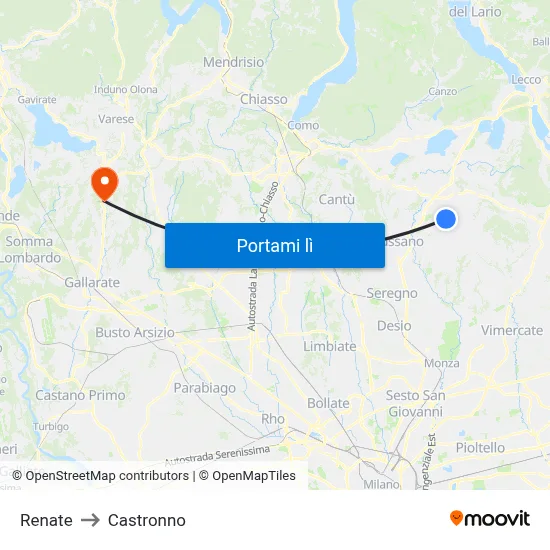 Renate to Castronno map