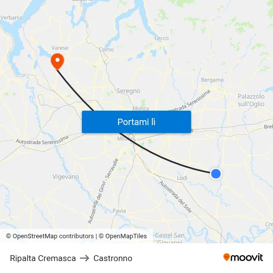 Ripalta Cremasca to Castronno map