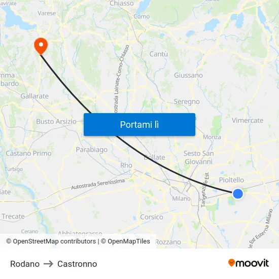 Rodano to Castronno map